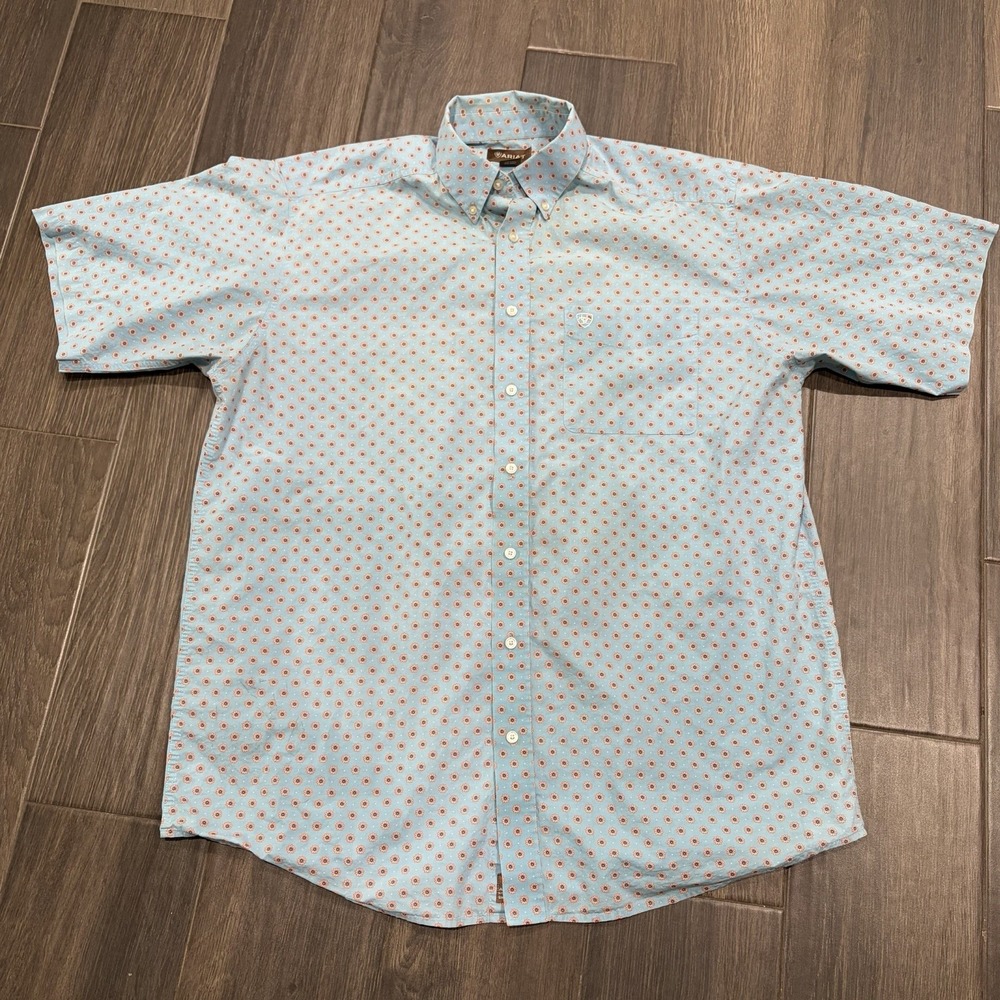 Ariat Western Button Front Shirt Floral Paisley Blue Mens XL TALL